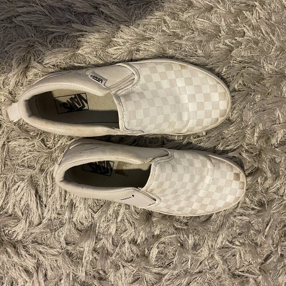 Size 5 Youth  White Checkered Vans